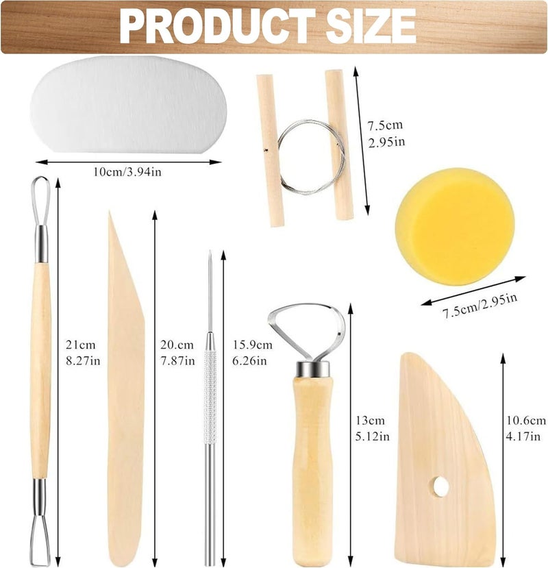 LINPHCEY 8Pcs Clay Sculpting Tools Set Perfect for Polymer Air Dry Modeling Clay Beginners & Professionals Ideal for DIY Pottery & Ceramics Tools for Clay Sculpey Sculpting & Crafting - Image 3